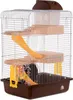 A multi-level cage for small rodents, featuring platforms, a slide, a water bottle, and a wheel. Náhľad obrázku produktu