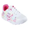A white sneaker with colorful graffiti-style designs. Produktbild-Vorschau