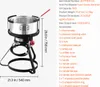 A deep fryer with its accessories and specifications laid out next to it. Produktbild-Vorschau