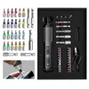 A set of screwdrivers and accessories laid out in a black case. Voir les images du produit