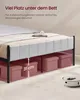 A bed frame with storage boxes underneath, illustrating the available space. Produktbild-Vorschau