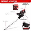 Diagram of a hedge trimmer with various parts labeled in German. Produktbild-Vorschau