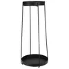 A black metal plant stand with a circular base and top, supported by four thin legs. Produktbild-Vorschau