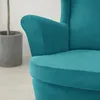 Elastischer Velours-Sesselbezug für Ohrensessel in Türkis – Produktbild-Vorschau 4
