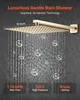A gold shower head with water spraying from it, with bubbles labeled H2O and O2 floating around. Podgląd zdjęcia produktu