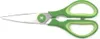 A pair of green kitchen scissors on a white background. Produktbild-Vorschau