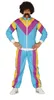 A person wearing a colorful 1980s-style tracksuit. Produktbild-Vorschau