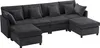 A dark gray sectional sofa with multiple cushions and ottomans, shown from a slightly elevated side angle against a white background. Anteprima dell’immagine prodotto