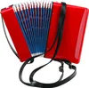 A red accordion with black straps against a white background. Podgląd zdjęcia produktu
