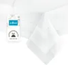 A white tablecloth is folded and displayed against a white background, with a product tag attached. Produktbild-Vorschau