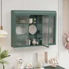 Wandschrank 90x20x70 cm Dunkelgruen 3-tueriger Glas + Produktbild-Vorschau 2