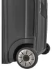 A close-up view of the bottom corner of a black suitcase, showing one of its wheels. Produktbild-Vorschau