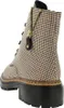 A rear view of a women's lace-up boot with a houndstooth pattern. Voir les images du produit