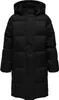 A black puffer jacket shown front-on against a white background.