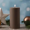 LED Stumpenkerze MIA - Kunststoff - realistische 3D Flamme - H: 20cm - D: 10cm - für Außen - mokka Produktbild-Vorschau