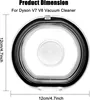 A top-down view of a clear plastic dustbin lid with a black rubber seal, designed for a Dyson V7 V8 vacuum cleaner. Dimensions are indicated. Produktbild-Vorschau