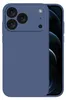 A close-up shot of a blue iPhone case with a triple camera cutout. Produktbild-Vorschau