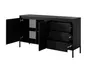 A black sideboard with its doors and drawers open, shown against a white background. Náhled obrázku produktu