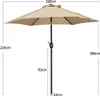 A beige patio umbrella with a black pole, shown with dimensions indicated by text labels. Produktbild-Vorschau