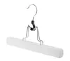A white wooden hanger with metal clips and hook on a white background. Produktbild-Vorschau