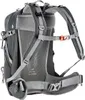 A side view of a gray backpack with straps and buckles. Anteprima dell’immagine prodotto