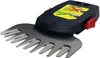 A close-up shot of a cordless hedge trimmer attachment with a warning label. Produktbild-Vorschau