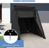 A black motorcycle cover with a metal frame is shown in front of a garage. Anteprima dell’immagine prodotto