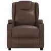 A brown leather recliner chair with cup holders on the armrests, shown from the front against a white background. Anteprima dell’immagine prodotto