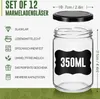 LZQKit de 12 bocaux en verre de 350 ml avec couvercle à Voir les images du produit 2