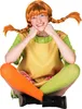 A person dressed as Pippi Longstocking sits cross-legged against a white background. Produktbild-Vorschau