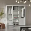 Schiebetürenschrank mit Schubladen und Spiegel Weiß 180 cm Breite Produktbild-Vorschau