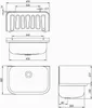 Technical drawing of a sink with dimensions and features. Produktbild-Vorschau