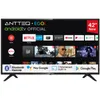 A smart TV displaying its home screen interface with various app icons and movie posters. Produktbild-Vorschau