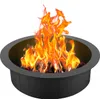 A fire pit ring with a fire burning inside, set against a white background. Voir les images du produit