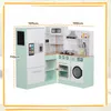 A toy kitchen set with various appliances and accessories, with dimensions indicated. Produktbild-Vorschau