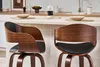 Miliboo - Design-Barhocker drehbar schwarz und dunkles Holz Produktbild-Vorschau 2