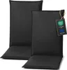 Two black high-back chair cushions are shown against a white background. A tag is attached to the right cushion. Podgląd zdjęcia produktu
