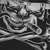 A close-up illustration of a skull smoking a cigar. Náhled obrázku produktu