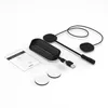 A product shot of a motorcycle helmet Bluetooth headset and its accessories on a white background. Náhled obrázku produktu