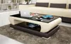 Designer Couchtisch Polster Tisch Leder Glas Moderner Voir les images du produit 2