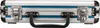 A top-down view of a closed silver metal case with blue accents and a black handle. Anteprima dell’immagine prodotto