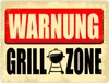 Warnung Grillzone Metallschild XXL mit Grill, Aufschrift Produktbild-Vorschau 1
