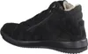 A side view of a black suede boot with a zipper closure and faux fur lining. Anteprima dell’immagine prodotto