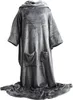 A grey blanket with sleeves and pockets, laid out on a white background. Produktbild-Vorschau