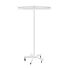 A white, circular clothing rack with a stand and wheels. Náhled obrázku produktu