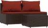 3-tlg. Garten-Lounge-Set mit Kissen Braun Poly Rattan Produktbild-Vorschau 1