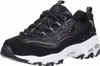 A single black Skechers sneaker with white soles and rose gold accents. Voir les images du produit