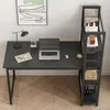 Biurko komputerowe czarne z regałem półkami 120 cm Podgląd zdjęcia produktu 2