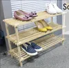 Schuhregal mit 3 Ablagen Kiefernholz unbehandelt Produktbild-Vorschau 2