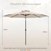 A diagram showing the dimensions of a beige patio umbrella. Produktbild-Vorschau